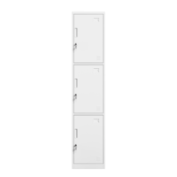 Casier vertical en acier à 3 niveaux, armoire de rangement métallique à 3 portes avec serrure, casier étroit pour personnel de salle de sport, pour usage scolaire ou de bureau