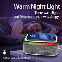 Nieuwe 4 1 Draadloze Telefoon Oplader Speaker Wekker Multifunctionele 15W Oplader Station Desktop Rgb Nachtlampje Oortelefoon