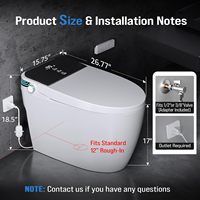 Bidet électrique intelligent, toilette connectée avec télécommande, WC haut de gamme monobloc intelligent pour salle de bain d'hôtel cinq étoiles