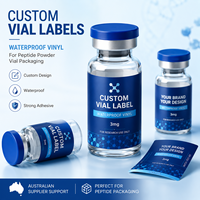 Étiquettes personnalisées en vinyle imperméable pour flacons de poudre de peptide, autocollants d'emballage de laboratoire à forte adhérence, OEM