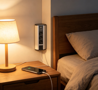 Duvar Köşe Prizi 3 AC Priz + USB-C PD 20W USB-A Hızlı Şarjlı Köşe Prizi (AB Standartlarında) Mutfak ve Ofis İçin