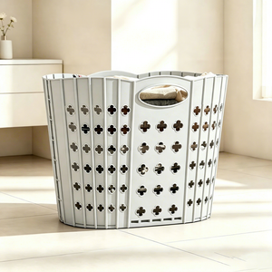 <b>Collapsible</b> Plastic Laundry Basket Foldable <b>Storage</b> Bin with Carry Handle Perforated Large Capacity for Bathroom Dorm - Product Image 6