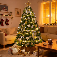 Sapin de Noël en PVC de haute qualité avec lumières LED et ornements, idéal pour l'atmosphère de Noël magique dans la maison, le centre commercial, les scénarios de chambre à coucher