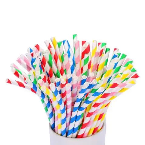 Food grade Disposable flexible paper drink straws dye free U shaped Bendable Paper Straws