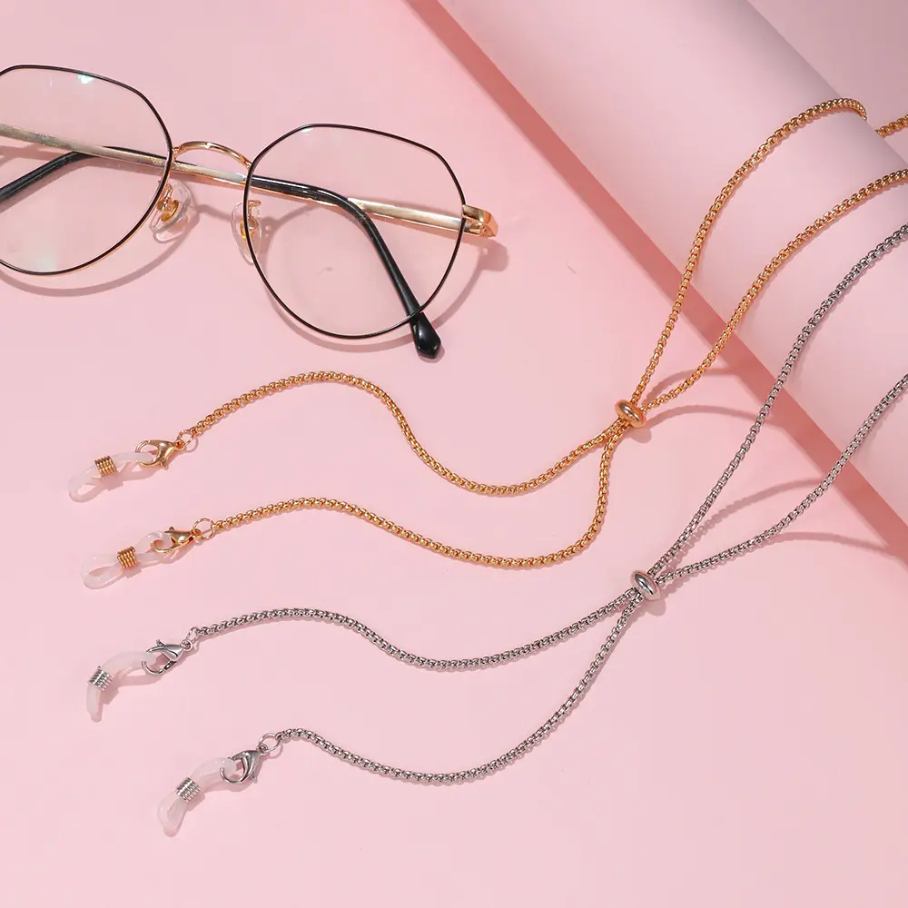 REWIN Gold Silver Adjustable Metal Eyeglasses Strap Reading Glasses Cord Holder Sunglasses Chain Strings
