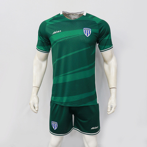 Jersey Sepak Bola Pria Desain Baru Kustom Berkualitas Tinggi Bahan Jacquard Mesh Warna Hijau Botol MOQ Rendah Waktu Produksi 2 Minggu Cepat Kering - Product Image 2
