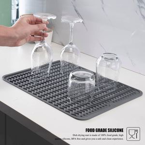 Vente directe d'usine - Tapis de séchage de vaisselle en silicone résistant à la chaleur - Tapis antidérapant pour comptoir de cuisine - Product Image 5