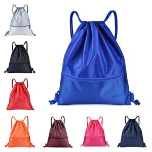 New Custom Logo Light <b>Drawstring</b> Bag Waterproof Oxford Bag Zipper Pocket Casual Sports Knapsack <b>Drawstring</b> <b>Backpack</b> for Outdoor - Product Image 1