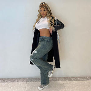 Pantalons en <span class=keywords><strong>jean</strong></span> pour femmes, mode OEM, polyvalents, vêtements de rue, ornés, <span class=keywords><strong>taille</strong></span> <span class=keywords><strong>haute</strong></span>, coupe slim, jeans skinny pour femmes - Product Image 5