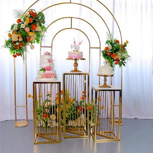 Supports à gâteaux dorés en métal carré nordique pour gâteaux de <span class=keywords><strong>mariage</strong></span> ensemble de support de Table à Dessert plante verte pour la décoration de salon - Product Image 5