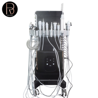Appareil de gestion cutanée du visage à 17 poignées, avec jet d'oxygène vertical, hydradermabrasion et aspiration, pour salons de beauté et spas