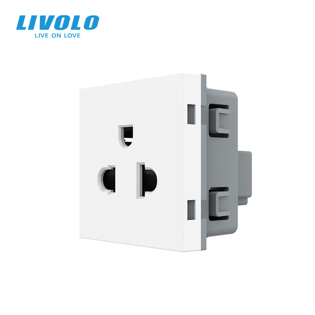 Livolo US Standard 3 Pin Wall Socket 86*86 Tempered Glass DIY Modular Design for North and South America US EU Market Project