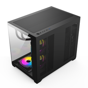 Boîtier de jeu MATX double vitrage 0,7 mm, compatible avec un refroidisseur à eau de 360 mm, châssis à haut débit d'air, support BTF - Product Image 3