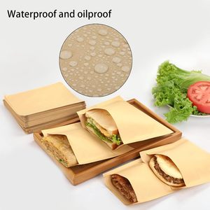 Sacs en papier kraft à fond en V résistants à la graisse, petits sacs plats pour cadeaux de fête, pour emballer des biscuits, des sandwichs, du savon - Product Image 3