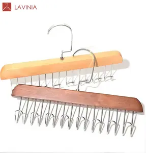 Lavinia Hot Selling Space Saving Wooden Scarf Wooden Belt Ties Hanger Multi-hanging Hanger