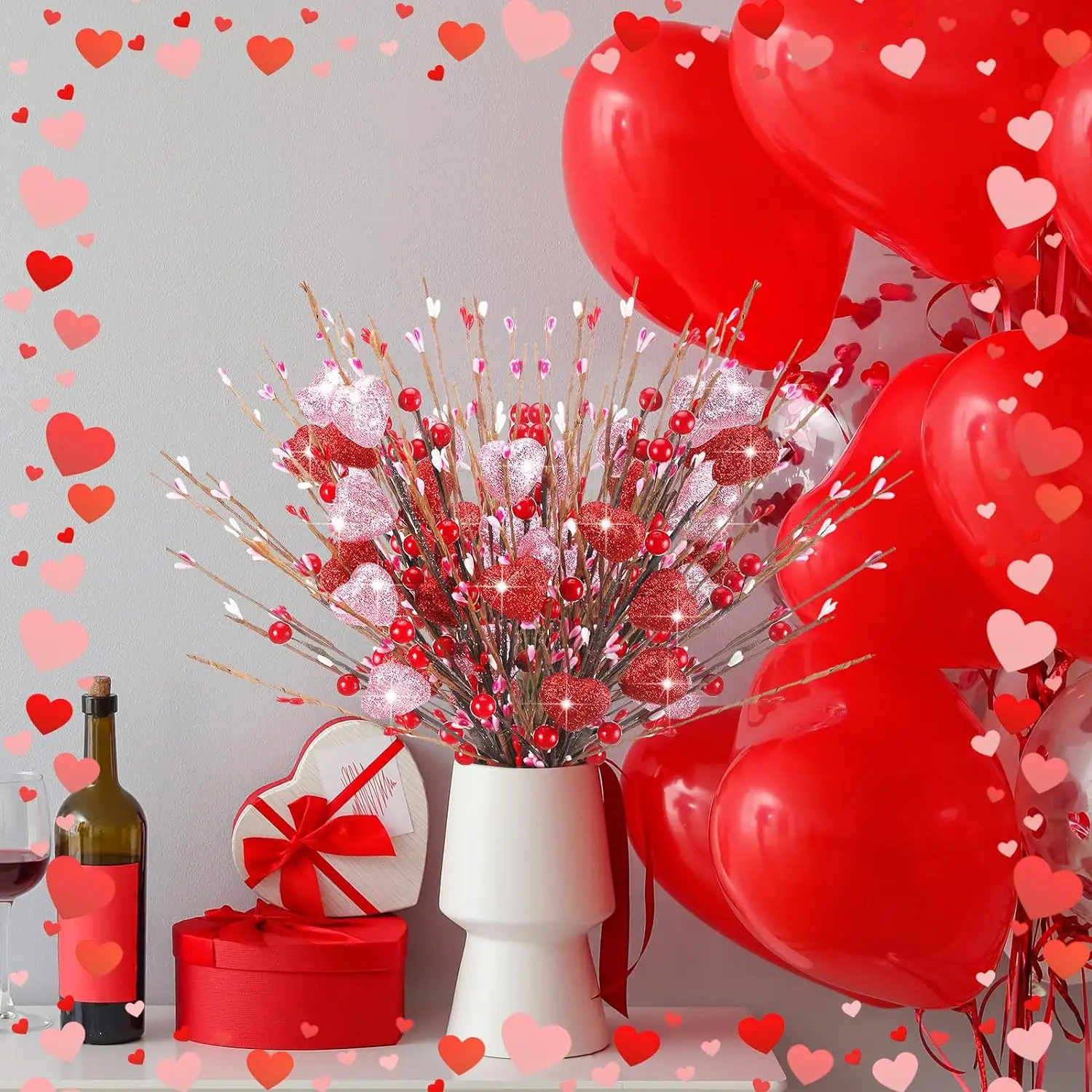 Chúc Mừng Ngày Valentine lễ hội tiệc cưới trang trí bàn trang trí vật tư trang trí bộ Nhân Tạo Màu Đỏ Berry nhựa hoa