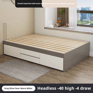 Cadre de lit multifonctionnel pleine grandeur avec tiroir de rangement haut, lit en bois massif - Product Image 6