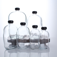 Bouteille plate en verre 200ml 250ml 500ml transparente pour café froid, jus, boissons, liqueur, thé