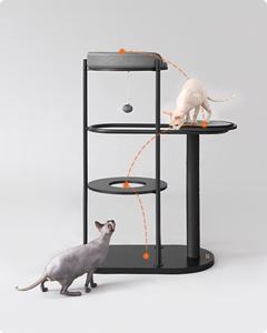 Arbre à chat multi-niveaux <span class=keywords><strong>Feandrea</strong></span>, meuble tour pour chat, griffoir de luxe pour chat, arbre à chat moderne avec boule suspendue en coton-linen - Product Image 3