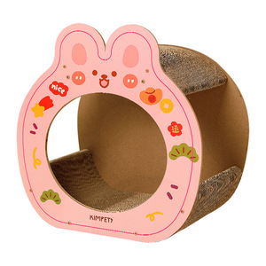 Rascador para gatos con diseño de conejo de dibujos animados, cama para gatos de cartón corrugado duradera y resistente al desgaste, espacio extra grande, y no se desgasta. - Product Image 5