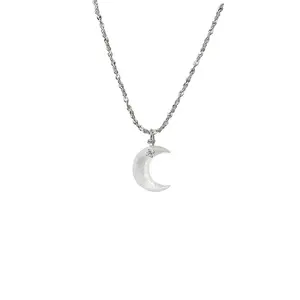 Vershal B4-554 S925 Sterling Silver Instagram Style Diamond Shell Moon Shaped Necklace Elegant Design Necklace