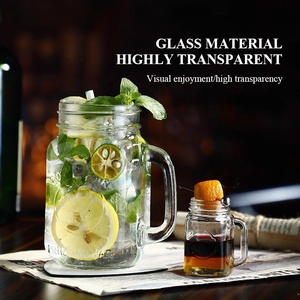 Venta al por mayor Mini <span class=keywords><strong>Mason</strong></span> Jars Vaso de chupito 16oz Tornillo Vasos de chupito jugo Tequila Vodka Copas de vino con asa de tapa - Product Image 5