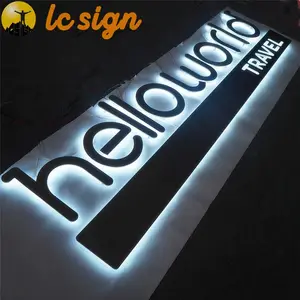 Price Sign Board Acrylic Metal Logo Sign Reverse Lit Led Channel Letter Signboard Outdoor Coffee Shop Sign