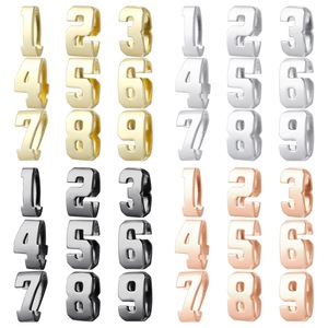 Cuentas Multicolores con Números de <span class=keywords><strong>la</strong></span> Suerte del 0 al 9, Cuentas para Hacer Bolsas Personalizadas, Colgante con Orificio Recto, Accesorios de Números, Chapado <span class=keywords><strong>en</strong></span> Oro de 18K - Product Image 1