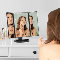 Miroir intelligent de coiffeuse de poche détachable en forme de chat personnalisé à prix abordable miroir debout de maquillage de bureau à gradation led avec lumière