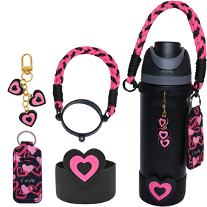 Porte-gobelet tendance pour femmes avec boule en fausse fourrure douce, sangles pastel, matériau en silicone, réutilisable et écologique - Product Image 6