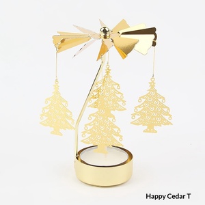 Gold Rotating Carousel Candle Holder Metal Thermal Revolving Windmill Candlestick Creative Wedding Gift Table Decor Ornament - Product Image 3