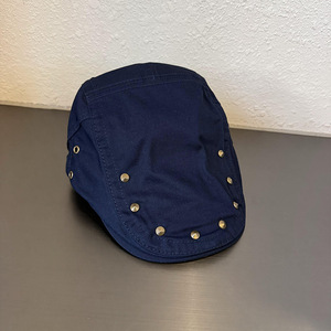 Boina de algodón transpirable estilo japonés retro para hombre, con remaches metálicos, ideal para las cuatro estaciones, diseño británico de moda progresiva. - Product Image 6
