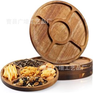 Wooden Partition Plate 5 Compartment <b>Snack</b> <b>Tray</b> For Party Serving <b>Trays</b> - Product Image 2