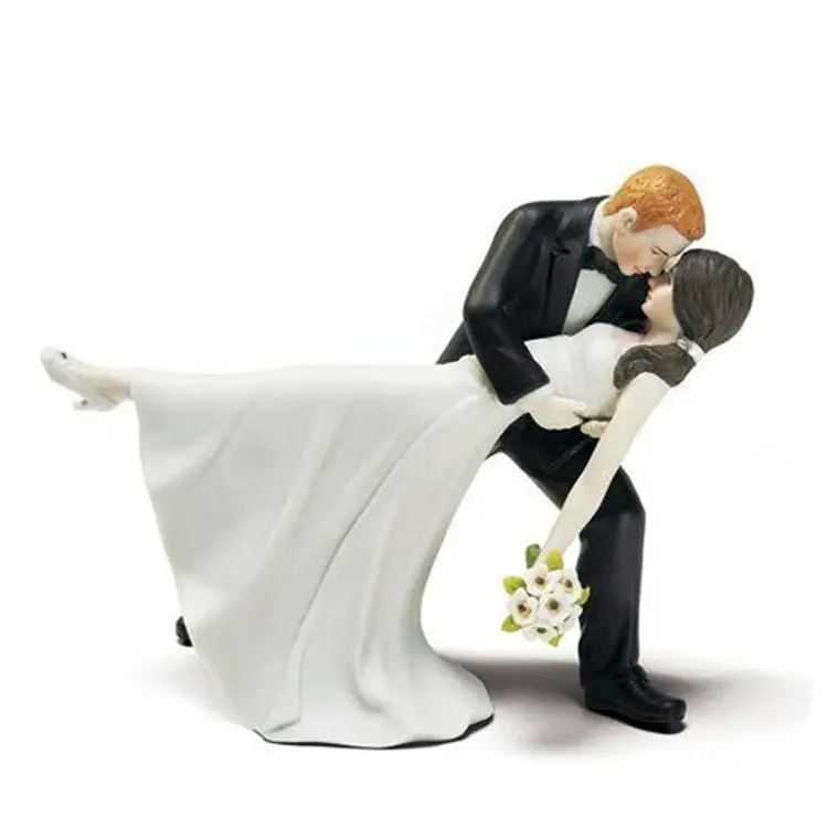 Wedding cake topper in ceramica UN Romantico Dip Danza Sposa e Sposo Coppia Figurine per Le Torte