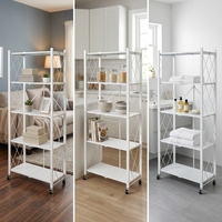 Étagère de rangement pliable en acier inoxydable, type autoportant, détachable, pour salle de bain, cuisine, salon, armoire, garage, chaussures