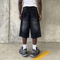 Pantalon de survêtement Y2K personnalisé en coton French Terry, délavage acide et effet perlé, coupe courte au genou, taille élastique, tricoté et respirant