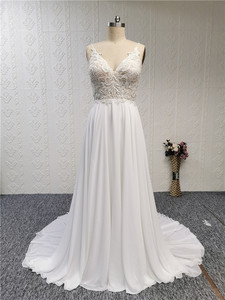 Nữ Hoàng Áo choàng bãi biển Spaghetti dây đeo V cổ voan hình ảnh thực sự tùy chỉnh thực hiện váy cưới - Product Image 2