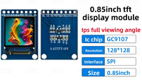 0,85 Zoll IPS-Typ TFT LCD Modul GC9107 Kleiner Bildschirm 128x128 Vollständiger Betrachtungswinkel SPI Farbdisplay Normalerweise Schwarz