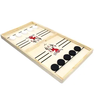 CHRT Fast Sling Puck Game Desktop Battle Board Game Wooden Table Hockey Winner Games Interactive Chess Toys For Adult Children