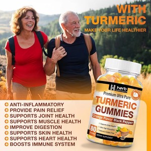 Gummies véganes de curcuma et gingembre à marque privée, suppléments énergétiques et de santé pour adultes, au poivre noir - Product Image 4