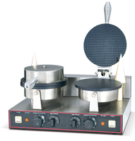 Machine à gaufres et cornets de crème glacée professionnelle en acier inoxydable, double tête, électrique, prix abordable