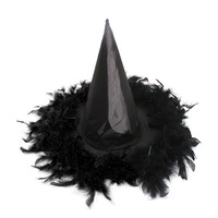 Nouveaux chapeaux plissés de sorcière et de sorcier pour Halloween, en tissu Oxford noir, accessoires de maquillage pour fêtes et rassemblements