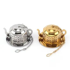 Coador de malha de latão para chá, coador de malha de latão para chá, moedor de bule para chá, atacado com bandeja redonda