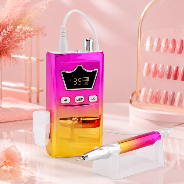 New Professional 35000 RPM Brushless Rechargeable Nail Drill Machine Cordless Electric E File Portable Manicure Set with 3 Speed