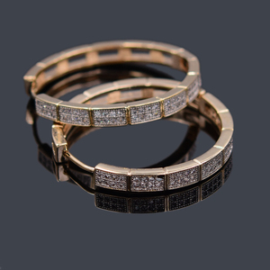 Orecchini alla Moda di Forma Rotonda Bicolore per Donne <span class=keywords><strong>Gioielli</strong></span> Placcati in Oro Vero di Joy Fan Jewelry - Product Image 2