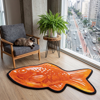 Tapis de sol en forme de poisson rouge mignon, grand tapis touffeté doux pour salon, tapis en forme d'animal adapté aux animaux domestiques, vente en gros