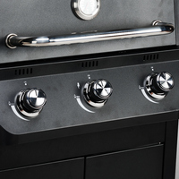 Barbecue portable pliable à 3 brûleurs réglables au propane, chariot de barbecue extérieur, montage facile, style moderne, métal thermolaqué, résistant au froid
