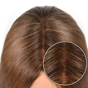 Peluca de Encaje Completo, Cabello Castaño de Longitud Media, Encaje Marrón Claro, Gorra Elástica, Sin Pegamento, Tamaño Promedio, Pelucas de Cabello Humano - Product Image 4