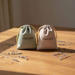 Bolsa de Terciopelo de Doble Cara, Ecológica y Duradera, con Bolsillo Largo de Felpa para Guardar Aretes y Joyas, Logotipo Impreso, 7*9 cm - Product Image 1