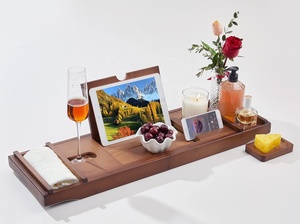 Plateau <span class=keywords><strong>de</strong></span> bain extensible réglable en bois <span class=keywords><strong>de</strong></span> teck pour salle <span class=keywords><strong>de</strong></span> bain - Product Image 4